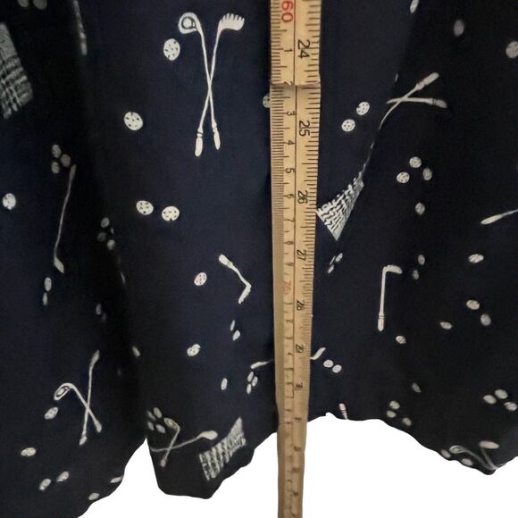 90s Golf Print Skirt Side Button Midi to Maxi Blue White Vintage SZ S 10 Cotton - Picture 7 of 15